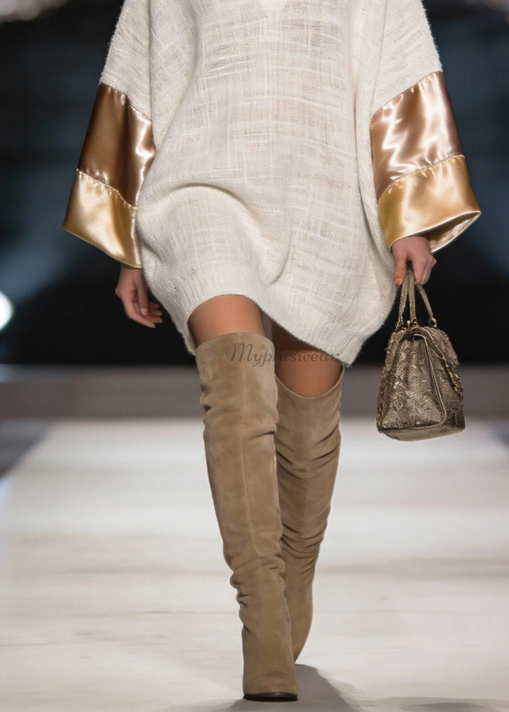 Elegant V Neck Silk Patchwork Linen Mid Dress Spring - Image 4