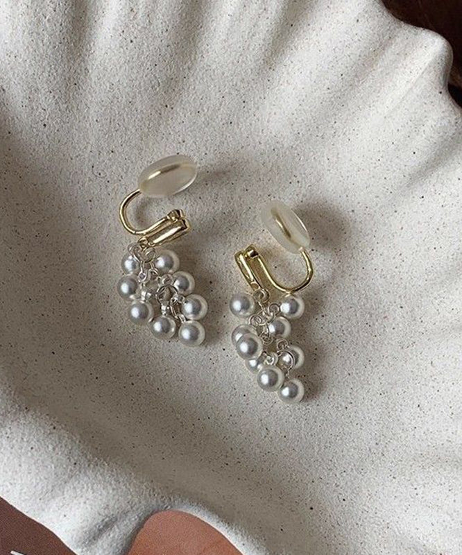 Elegant White Copper Alloy Pea Drop Earrings - Image 2