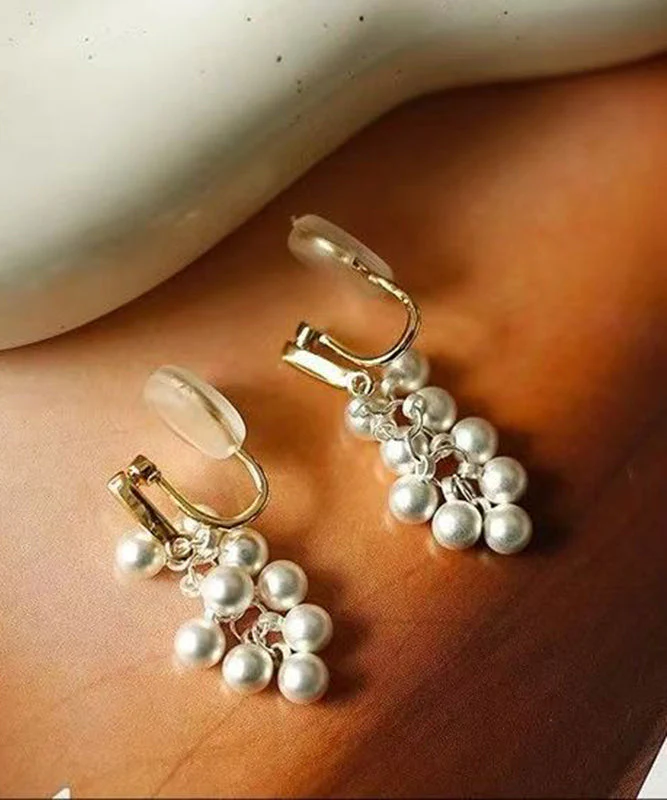 Elegant White Copper Alloy Pea Drop Earrings - Image 4