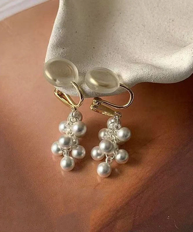 Elegant White Copper Alloy Pea Drop Earrings - Image 5