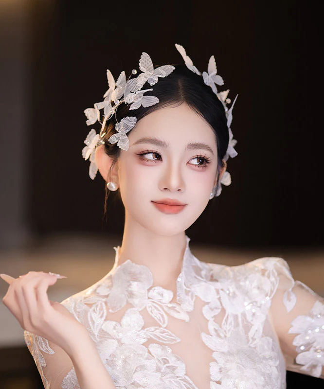 Elegant White Lace Butterfly A Pair Hairpin - Image 3