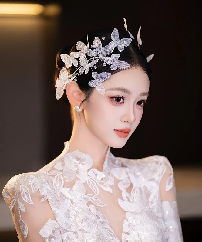 Elegant White Lace Butterfly A Pair Hairpin - Image 4