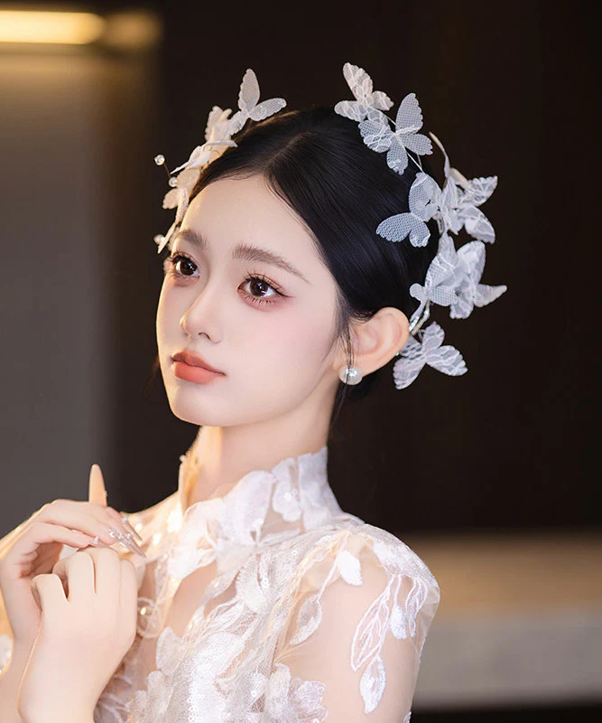 Elegant White Lace Butterfly A Pair Hairpin - Image 5