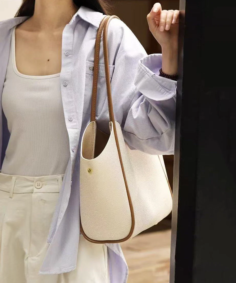 Elegant White Large Capacity Solid Durable Faux Leather Shoulder Bags - Image 2