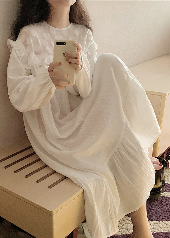 Elegant White Oversized Patchwork Cotton Holiday Dress Summer - Image 2