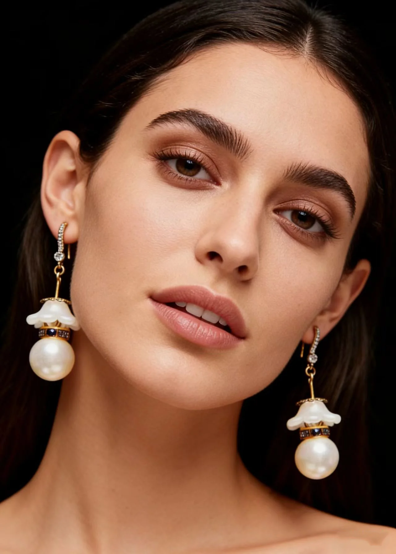 Elegant White Pearl Zircon Drop Earrings - Image 3