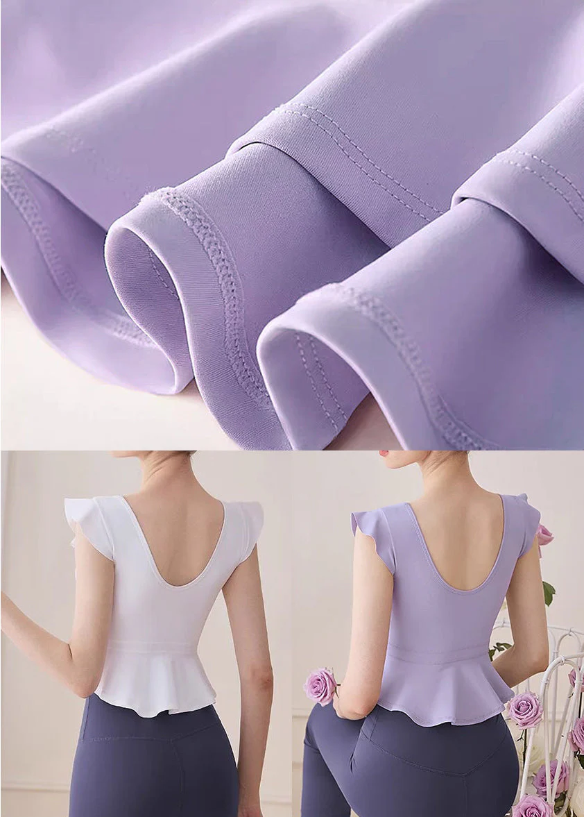 Elegant White Ruffled Sports Bra Tank Top - Image 5