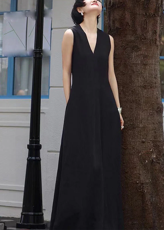 Elegant White V Neck Patchwork Long Dresses Sleeveless - Image 4