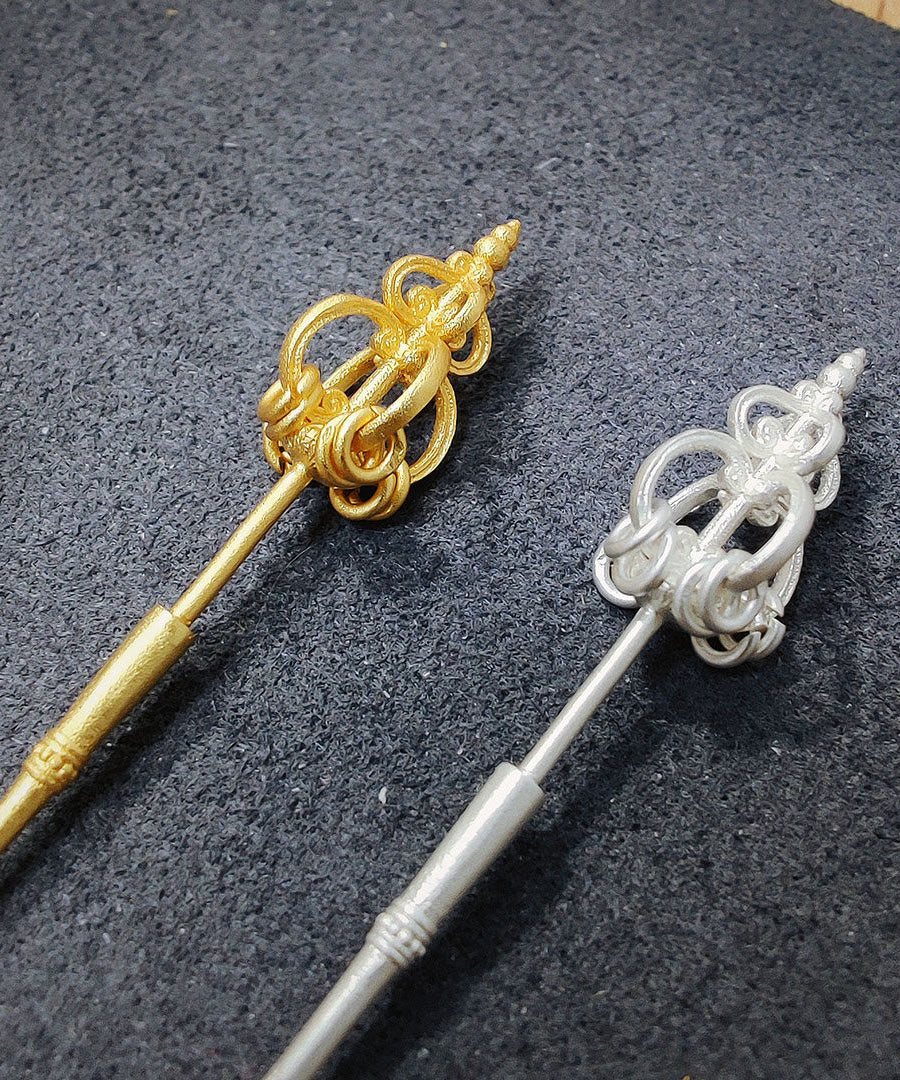 Ethnic Style Handmade Original Gold Copper Zen Staff Earrings - Image 5