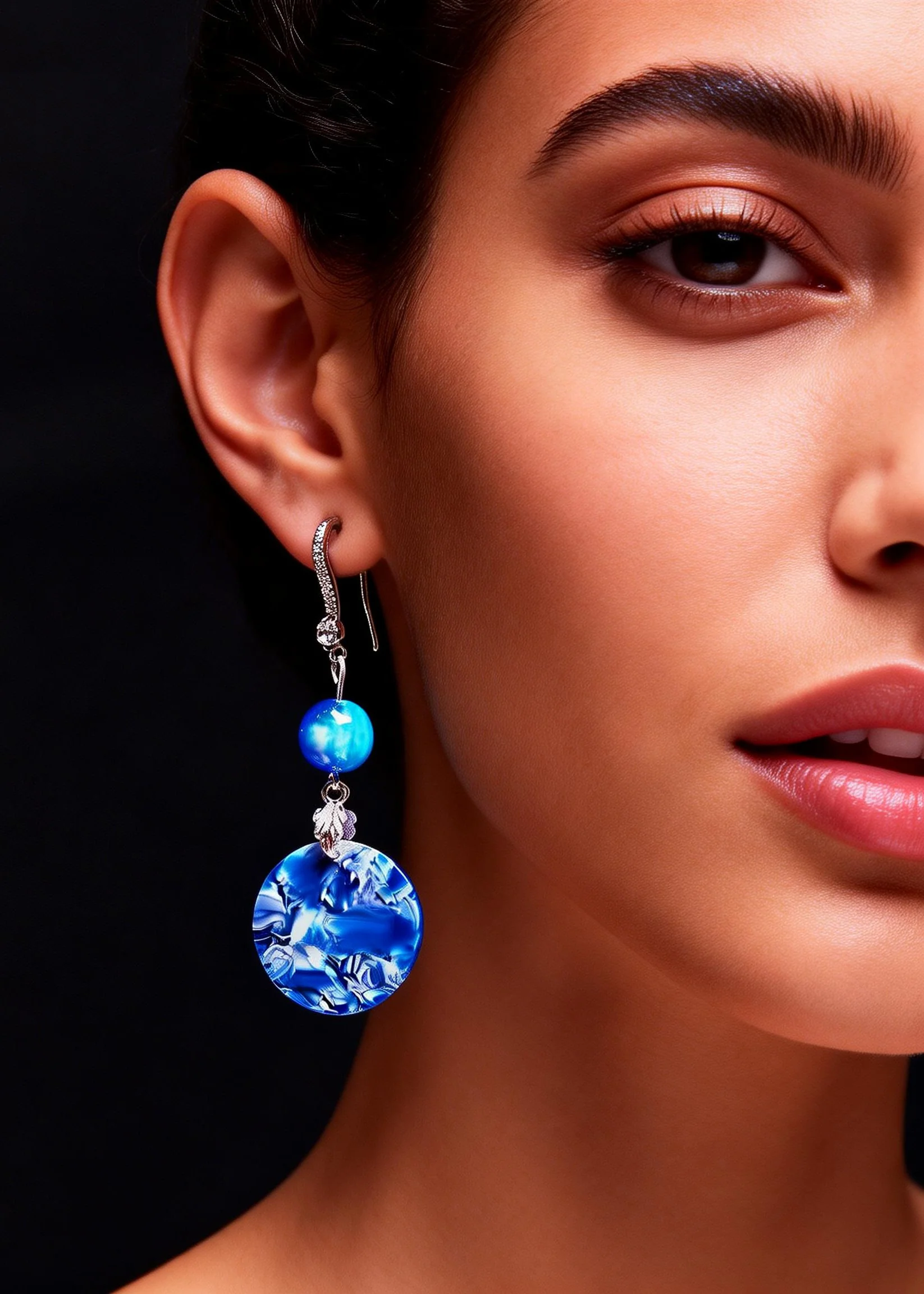 Ethnic Style Peacock Blue Paitings Fine Jade Drop Earrings - Image 2