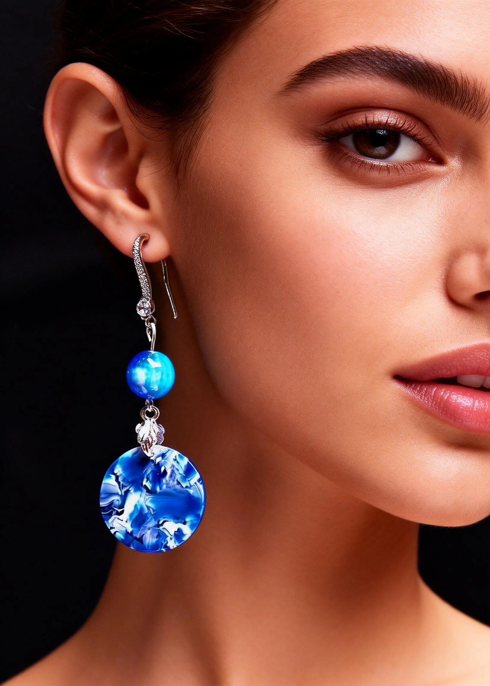 Ethnic Style Peacock Blue Paitings Fine Jade Drop Earrings - Image 3