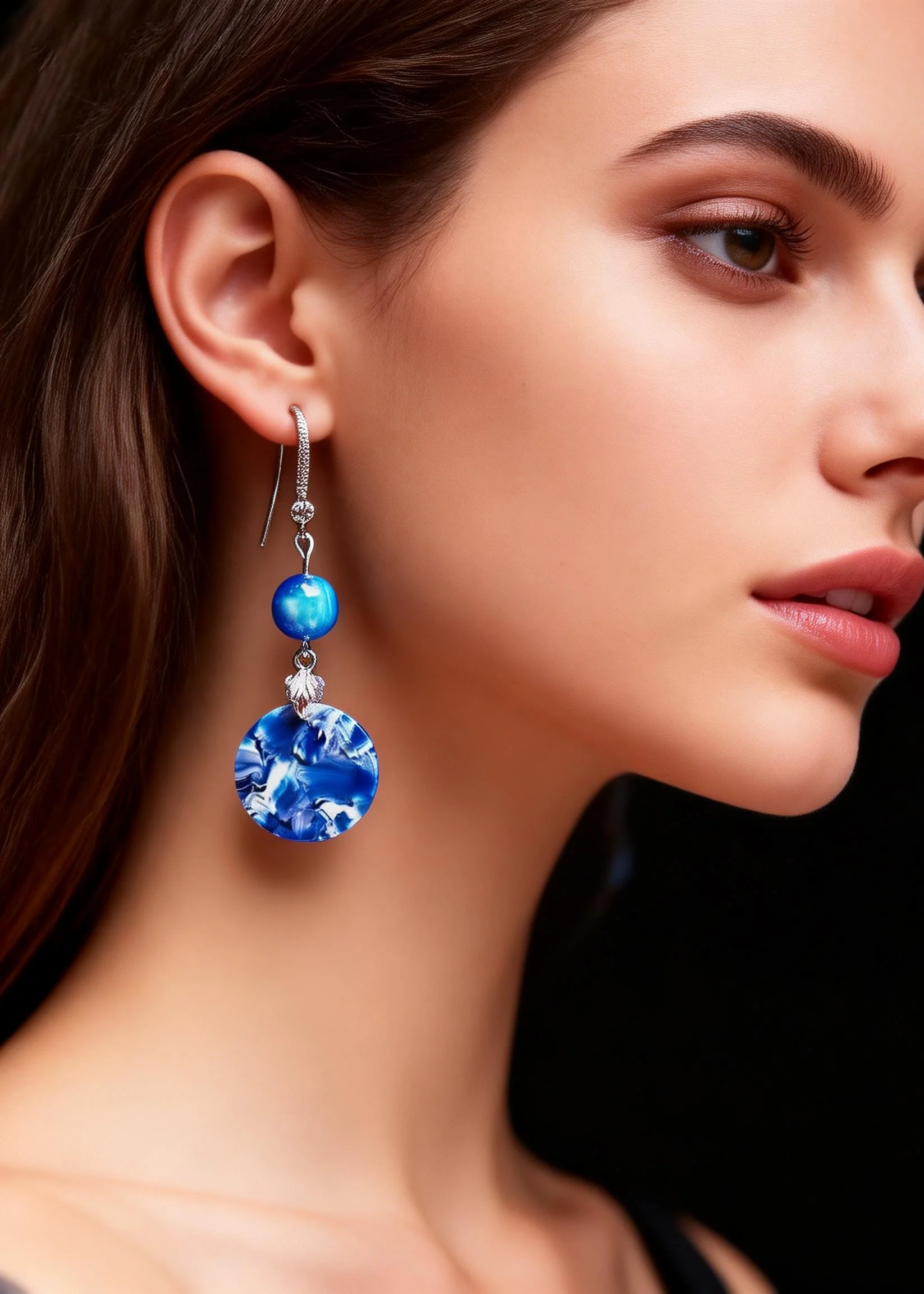 Ethnic Style Peacock Blue Paitings Fine Jade Drop Earrings - Image 4