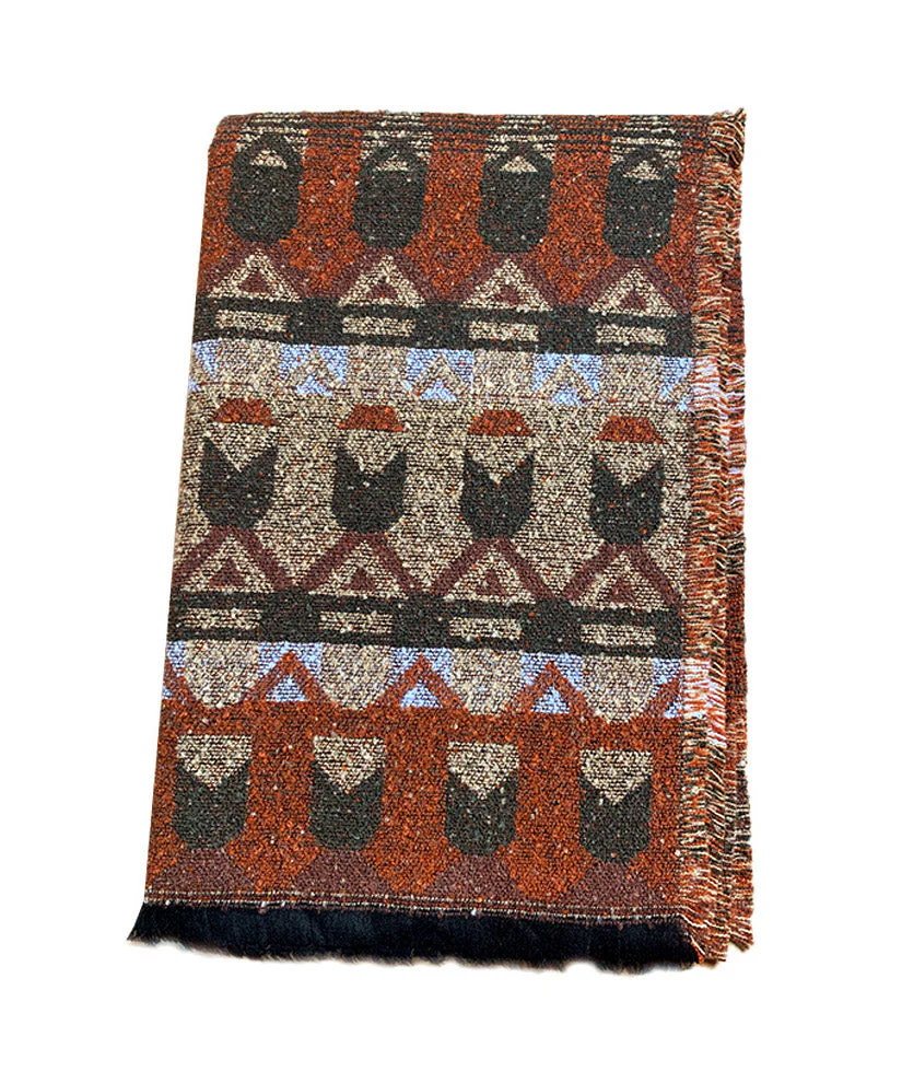 Ethnic Style Tassel Print Dual-Use Faux Cashmere Scarf - Image 5