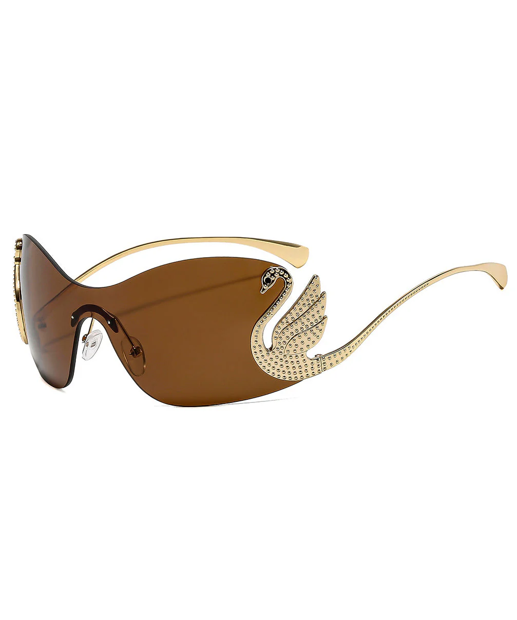 European And American Grey Frameless Integrated Sunglasses - Image 5