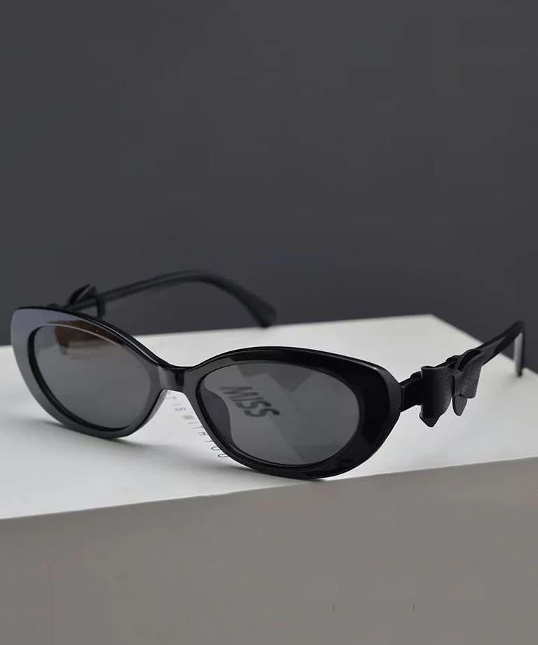 European And American Oval Black Bow Decoration Sunglasses - Image 3