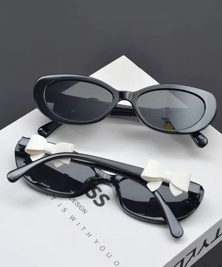 European And American Oval Black Bow Decoration Sunglasses - Image 4
