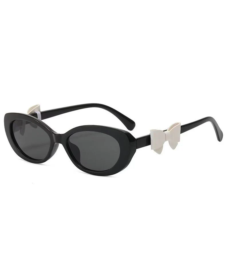 European And American Oval Black Bow Decoration Sunglasses - Image 5