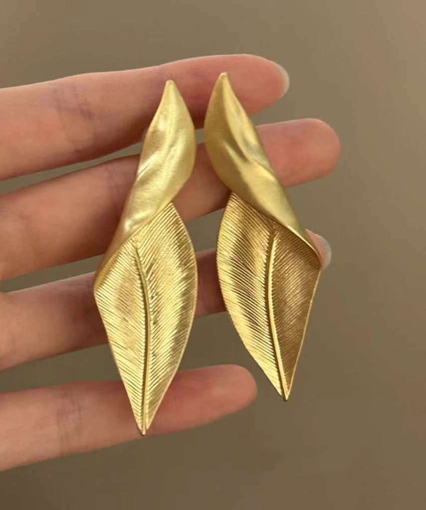 European And American Silver Leaves Metal Earrings - Image 2
