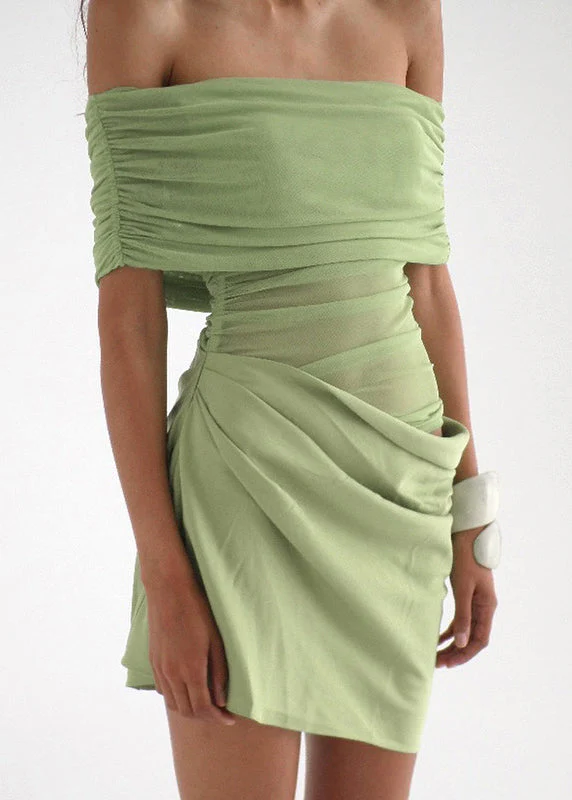 European And American Style Black Slash Neck Tulle Patchwork Mid Dress Summer - Image 4