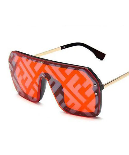 European And American Style Black Square Letter Integrated Sunglasses - Image 4