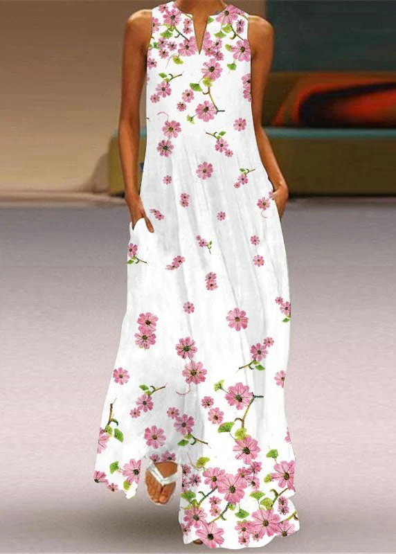 European And American Style Black V Neck Print Chiffon Dresses Sleeveless - Image 2
