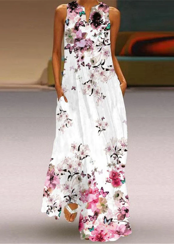 European And American Style Blue Print Chiffon Long Dress Summer - Image 2