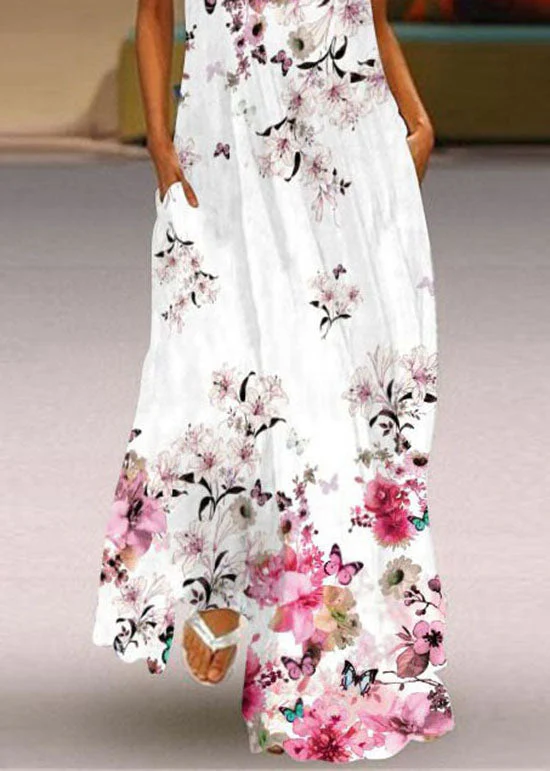 European And American Style Blue Print Chiffon Long Dress Summer - Image 5