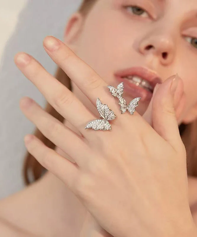 European And American Style Butterfly Zircon Opening Rings