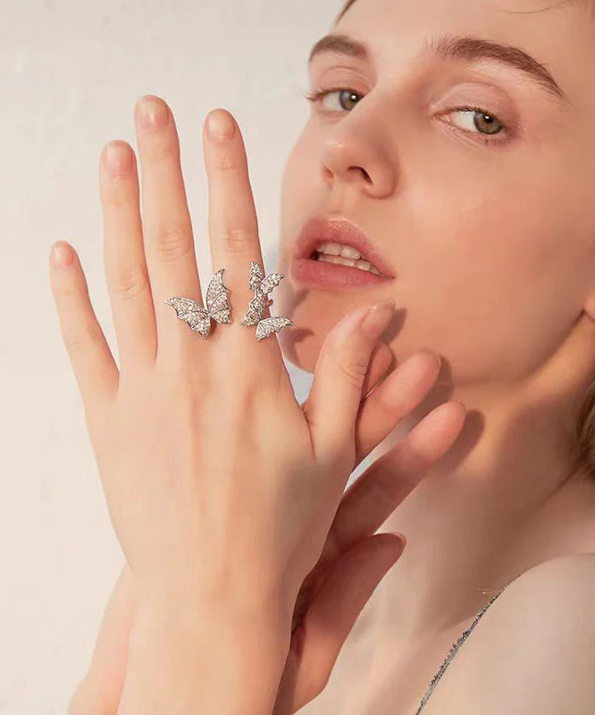 European And American Style Butterfly Zircon Opening Rings - Image 2