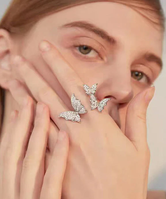 European And American Style Butterfly Zircon Opening Rings - Image 3