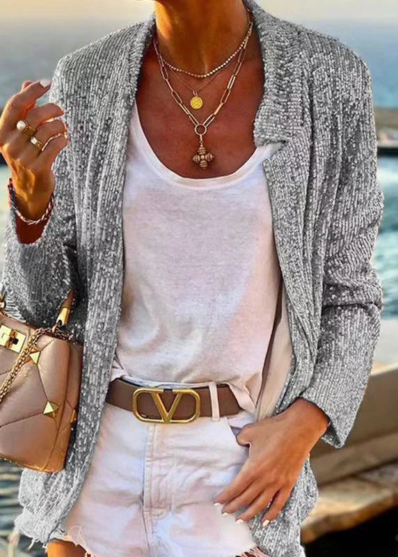 European And American Style Gold Sequins Patchwork Coat Spring - Image 2