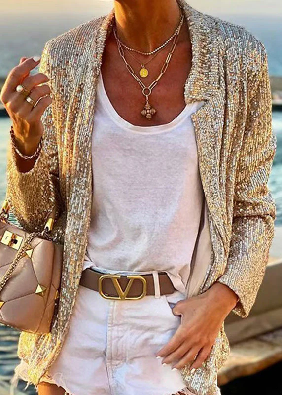 European And American Style Gold Sequins Patchwork Coat Spring - Image 4