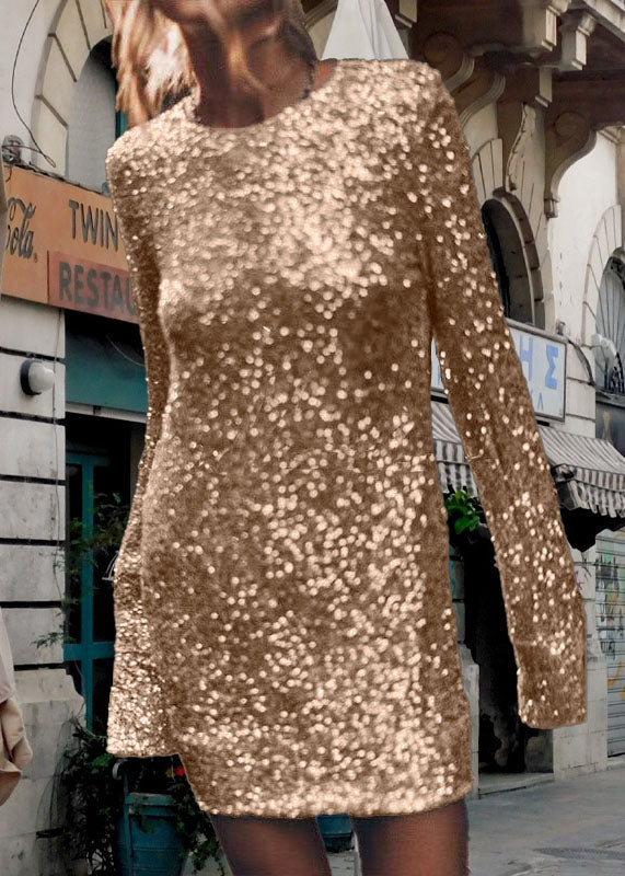 European And American Style Silver Sequins Slim Fit Dress Spring - Image 2
