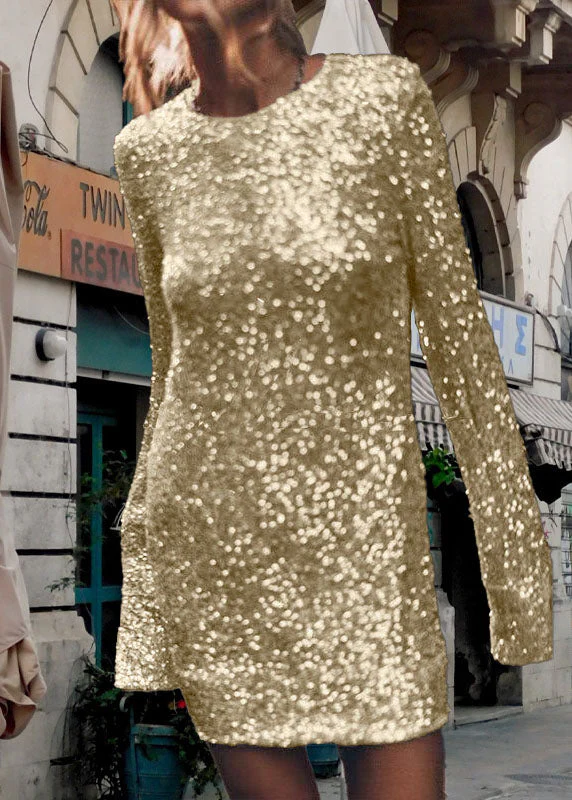 European And American Style Silver Sequins Slim Fit Dress Spring - Image 3
