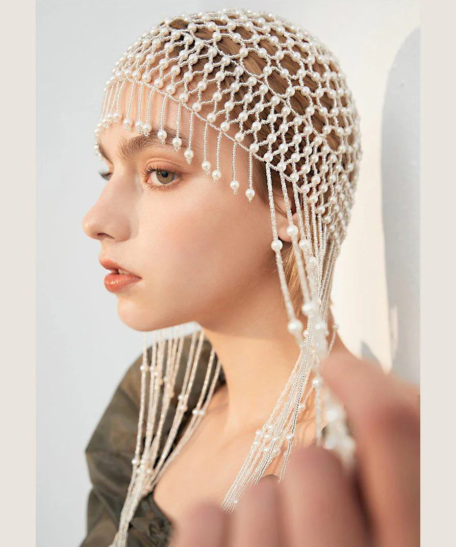 Exotic Style Personalized Pearl Tassel Headwear - Image 3