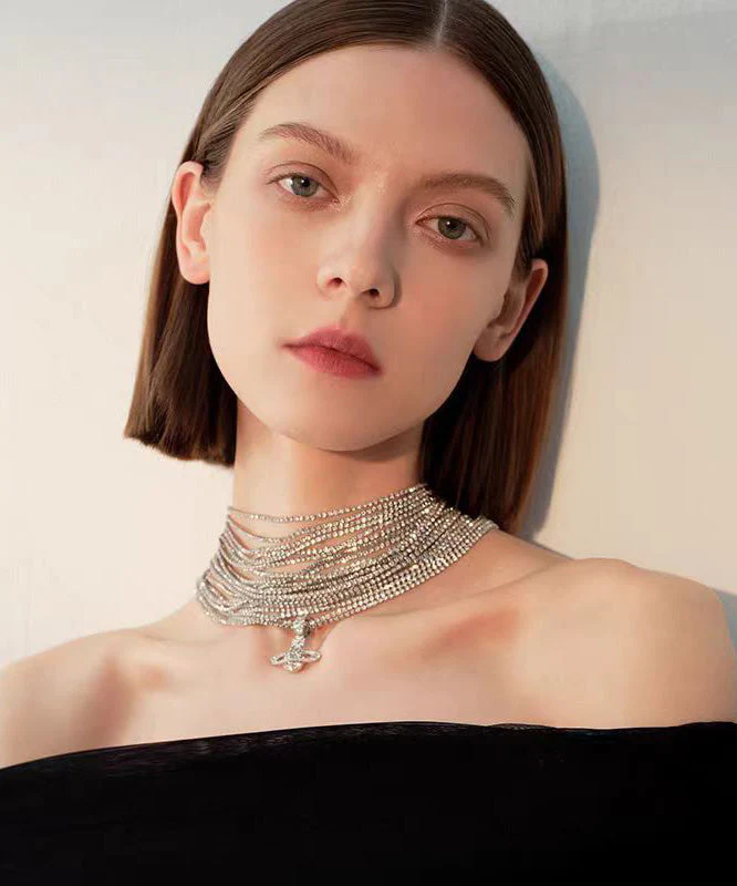Exquisite Multi-Layer Zircon Luxurious Collarbone Necklace - Image 3