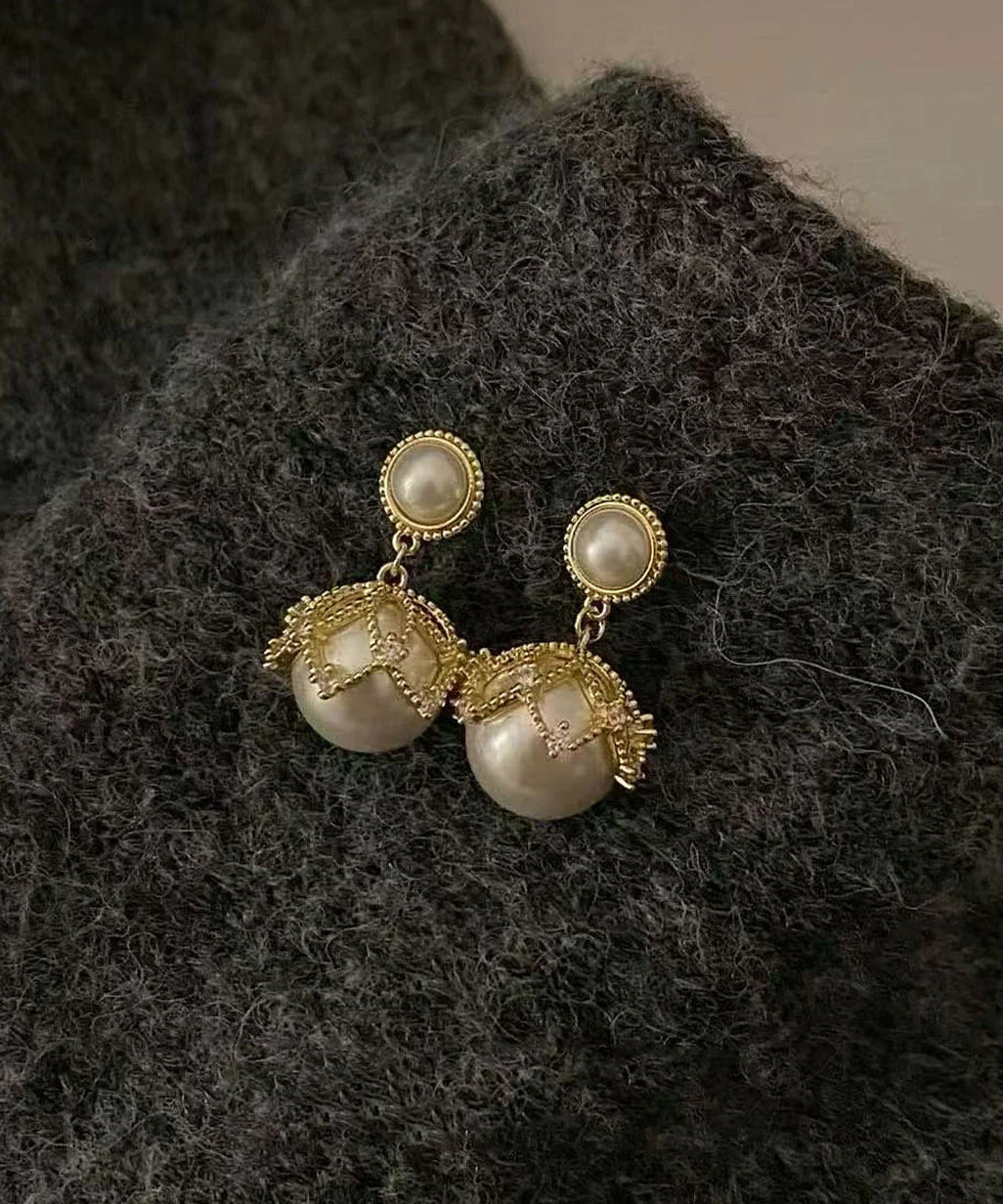 Fashion Amber Copper Overgild Zircon Pearl Drop Earrings - Image 4