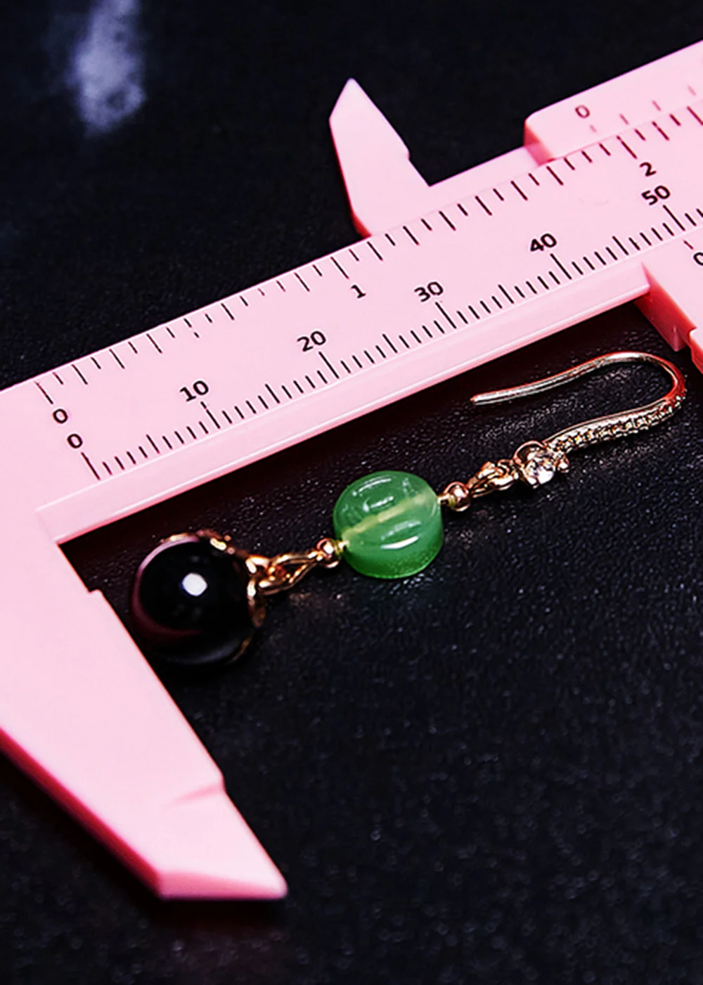 Fashion Black Agate Tassels Jade Drop Earrings - Image 5