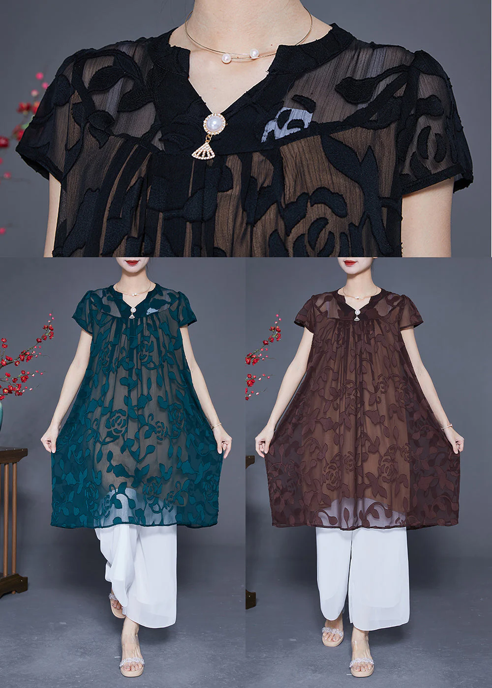 Fashion Black Embroideried Oversized Tulle Dress Summer - Image 5