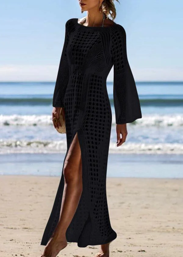 Fashion Black knitting Cotton Hollow Out Summer Dresses - Image 2
