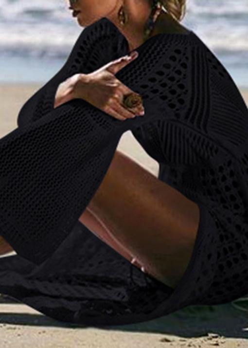Fashion Black knitting Cotton Hollow Out Summer Dresses - Image 4