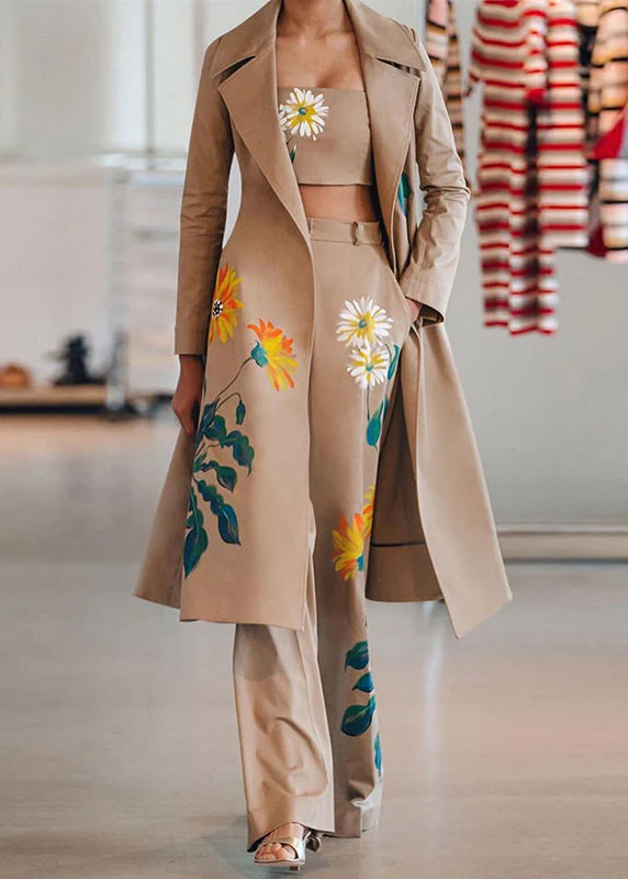 Fashion Black Notched Print Coats ,Tube Top And Pants Three Pieces Set Spring - Image 2