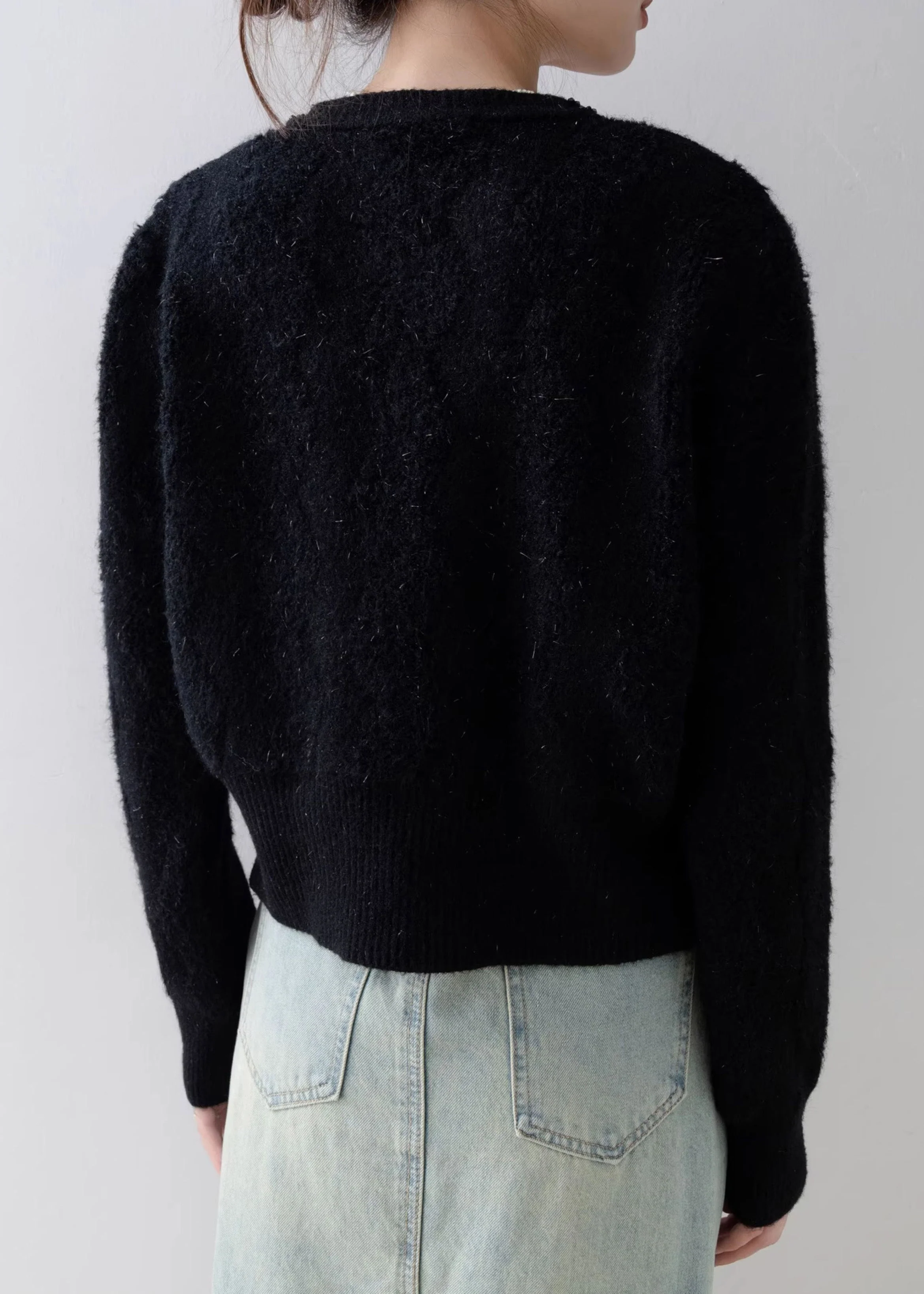 Fashion Black O Neck Button Knit Cardigans Spring - Image 5