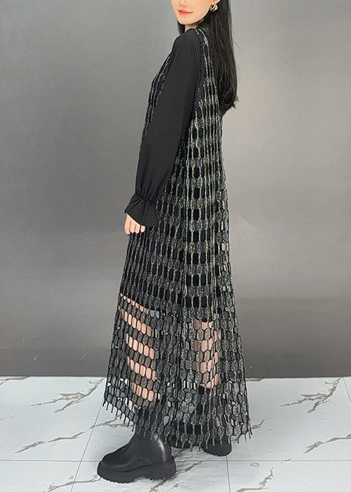 Fashion Black O Neck Patchwork Cotton Sets 2 Pieces Dresses Fall - Image 4