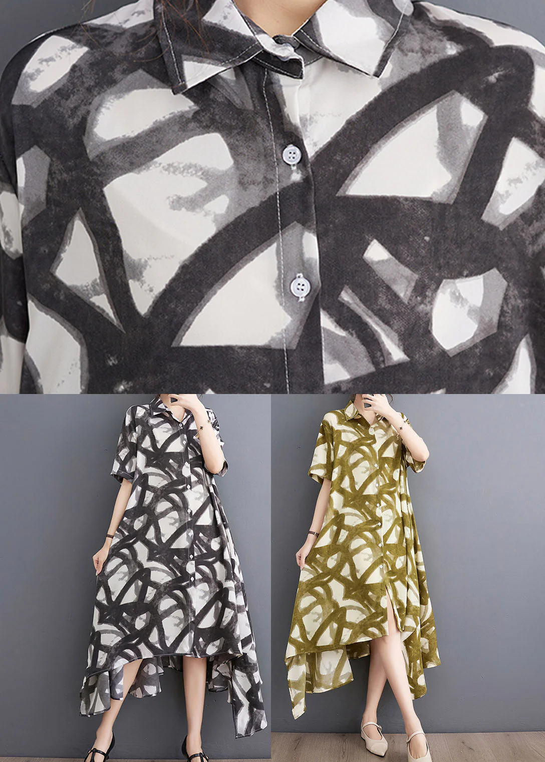 Fashion Black Print Asymmetrical Holiday Long Dress Summer - Image 5
