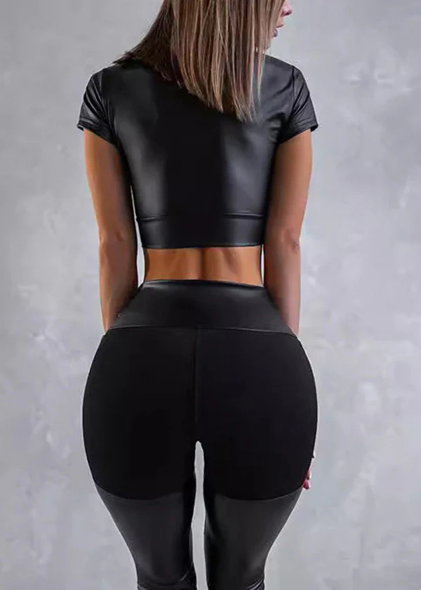 Fashion Black Tight High Waist Sports Set - Image 4