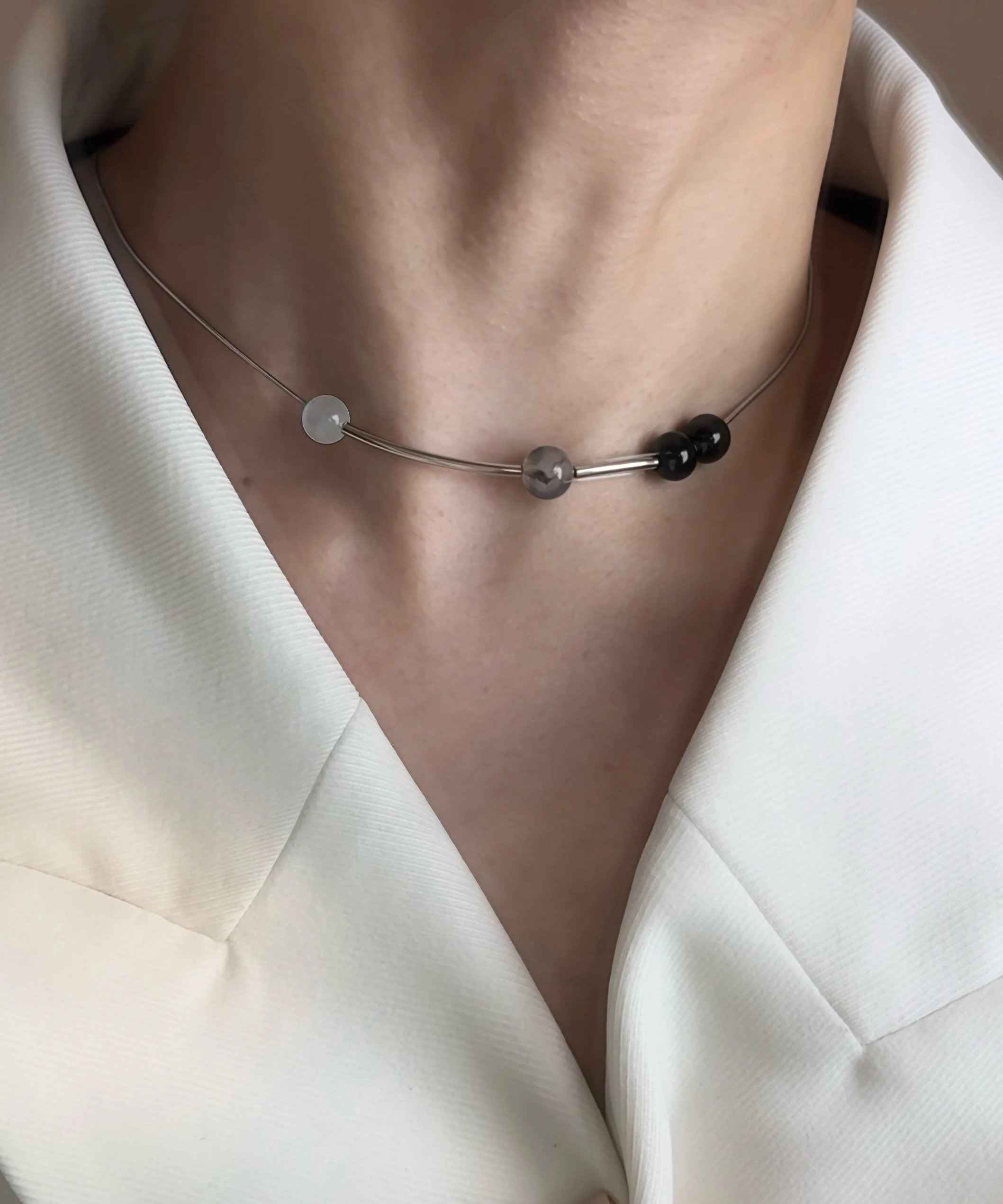 Fashion Blackish Crystal High Quality Tungsten Steel Necklace - Image 5