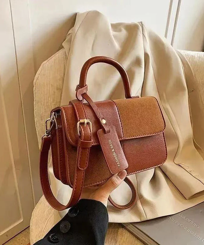 Fashion Brown Solid Durable Patchwork Faux Leather Micro Bag - Image 3