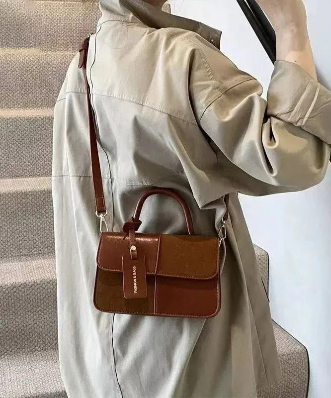 Fashion Brown Solid Durable Patchwork Faux Leather Micro Bag - Image 5