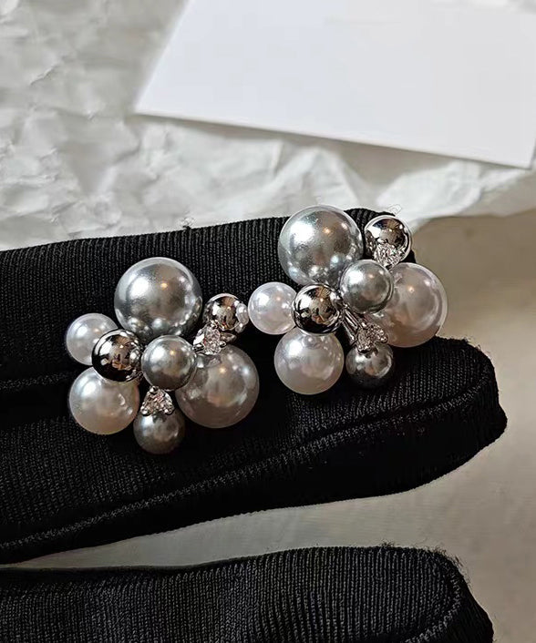 Fashion Colorblock Pearl Zircon Alloy Stud Earrings - Image 3